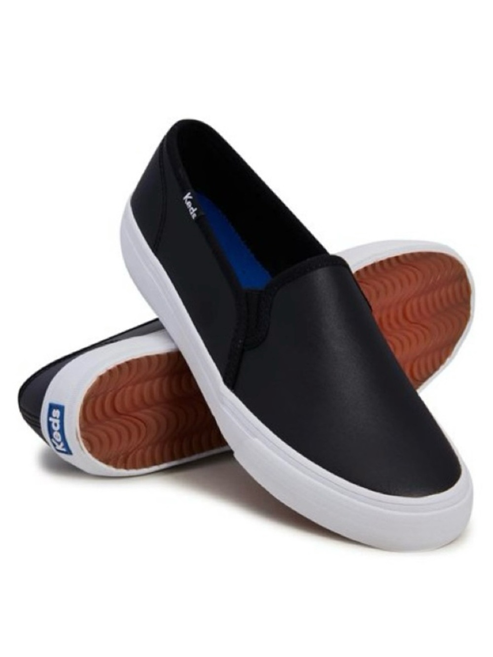 Keds Double Decker Black Leather Slip-On Sneakers Women’s Size 6